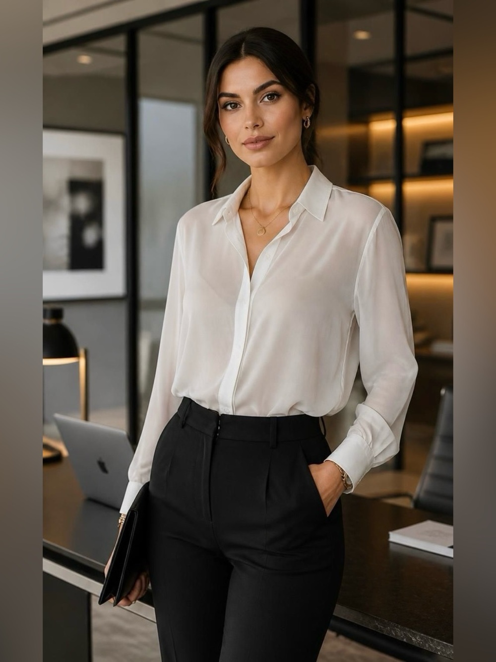 White Button-Down Blouse size M